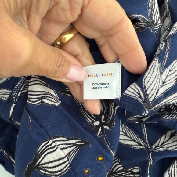 Roller Rabbit Casual Blue Floral Maxi Dress Sz M Work Brunch Cruise Wear - Picture 6 of 7